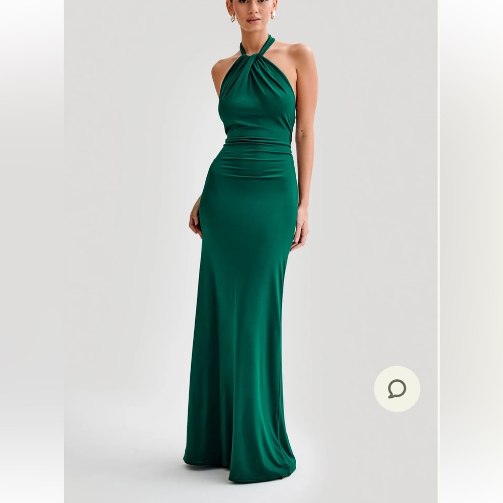 Meshki Elyna Slinky Halter Maxi Dress - Forest Green